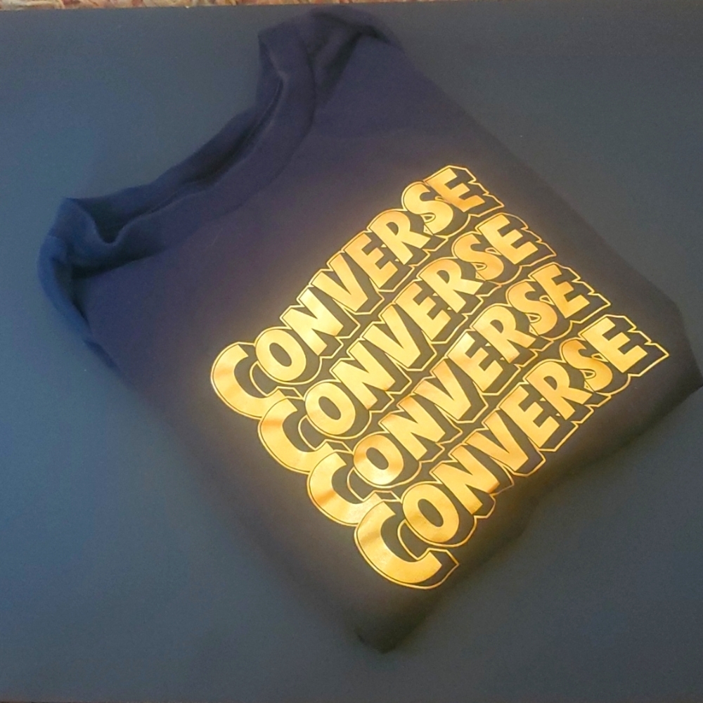 Women's Black and Gold Converse T-Shirt